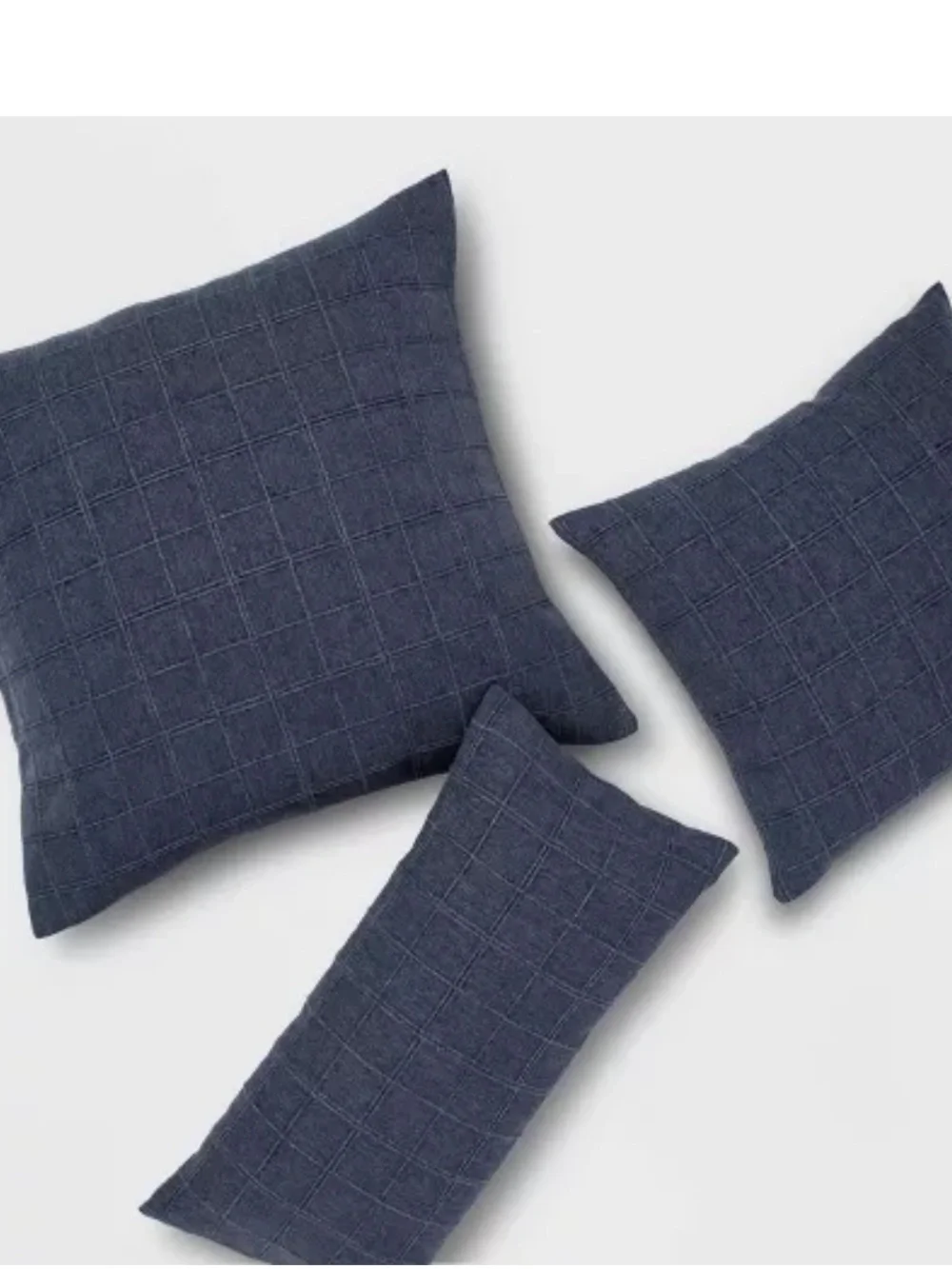 NWT Threshold Oversized Woven Washed Windowpane Square Throw Pillow Blue